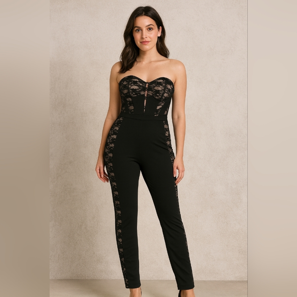 Ark & Co Elegant Black Lace Jumpsuit